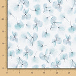 Malha de Pelúcia Floral Água-Marinha Oeko-Tex® - Ribes y Casals