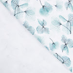 Malha de Pelúcia Floral Água-Marinha Oeko-Tex® - Ribes y Casals