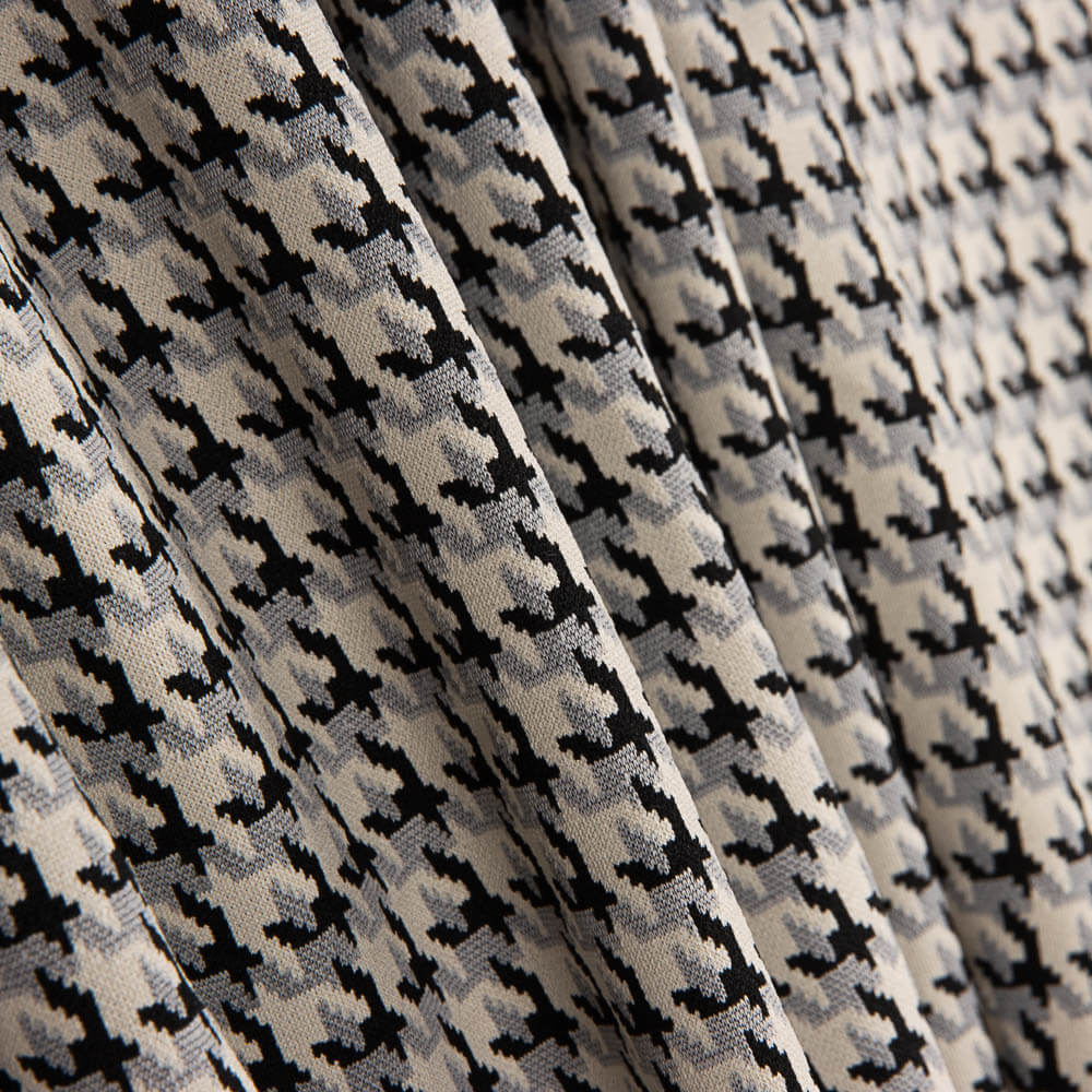 Malha Jacquard Pé de Galo Cinza Claro - Ribes y Casals