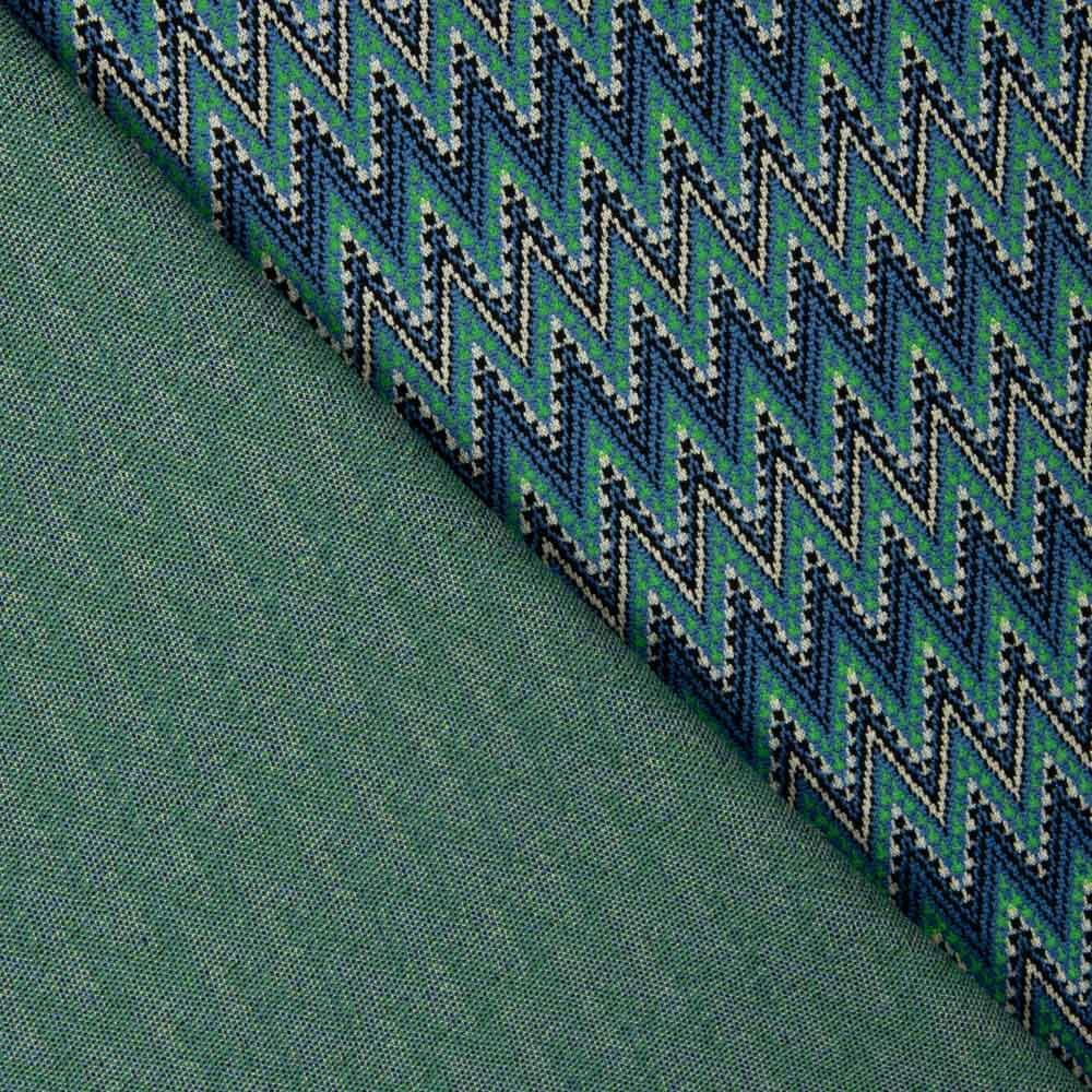 Malha Jacquard ZigZag Verde - Ribes y Casals
