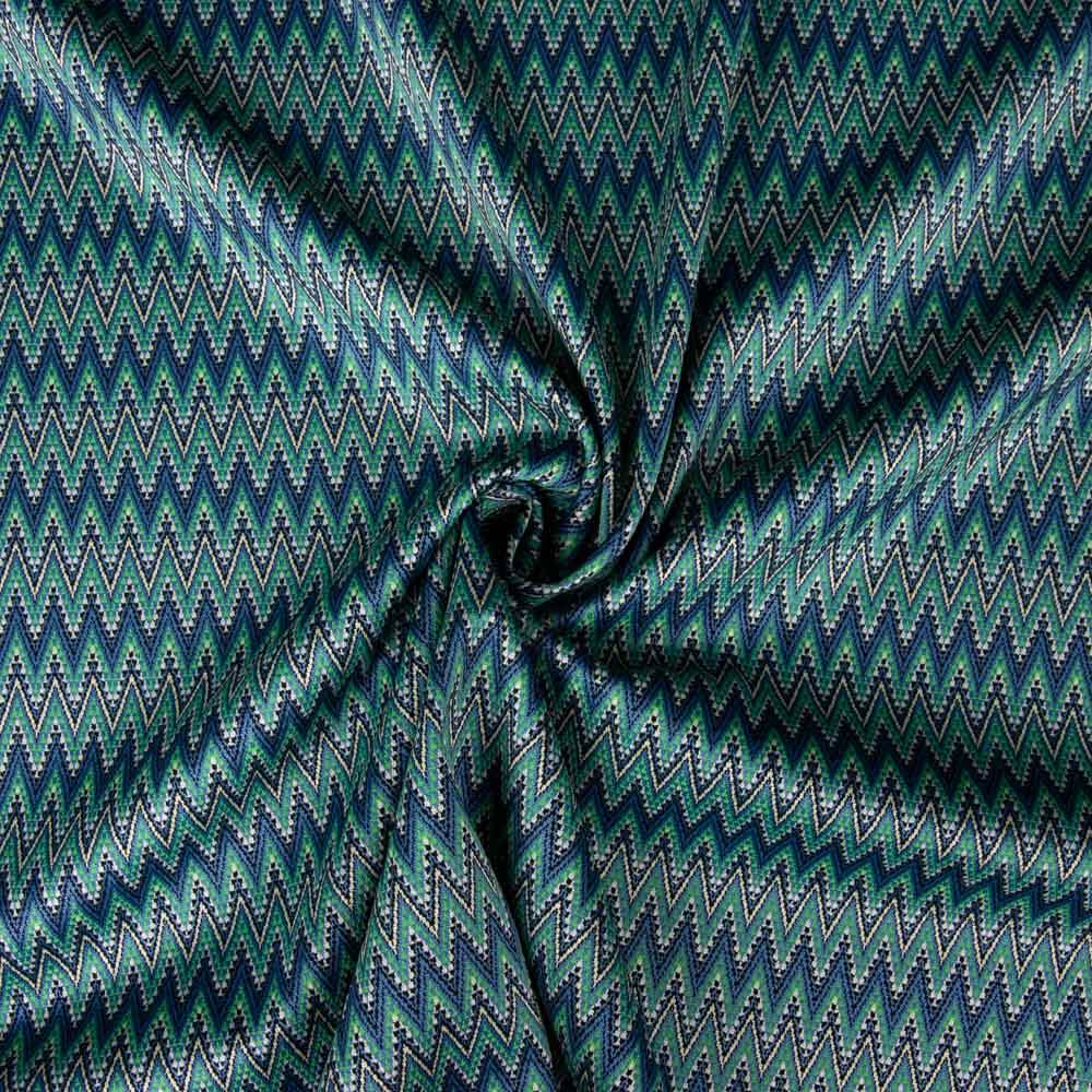 Malha Jacquard ZigZag Verde - Ribes y Casals