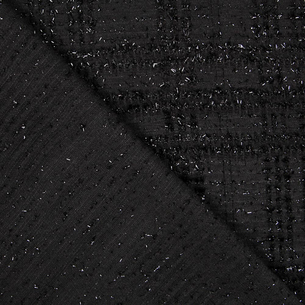 Malha Lã Xadrez Lurex Preto - Ribes y Casals