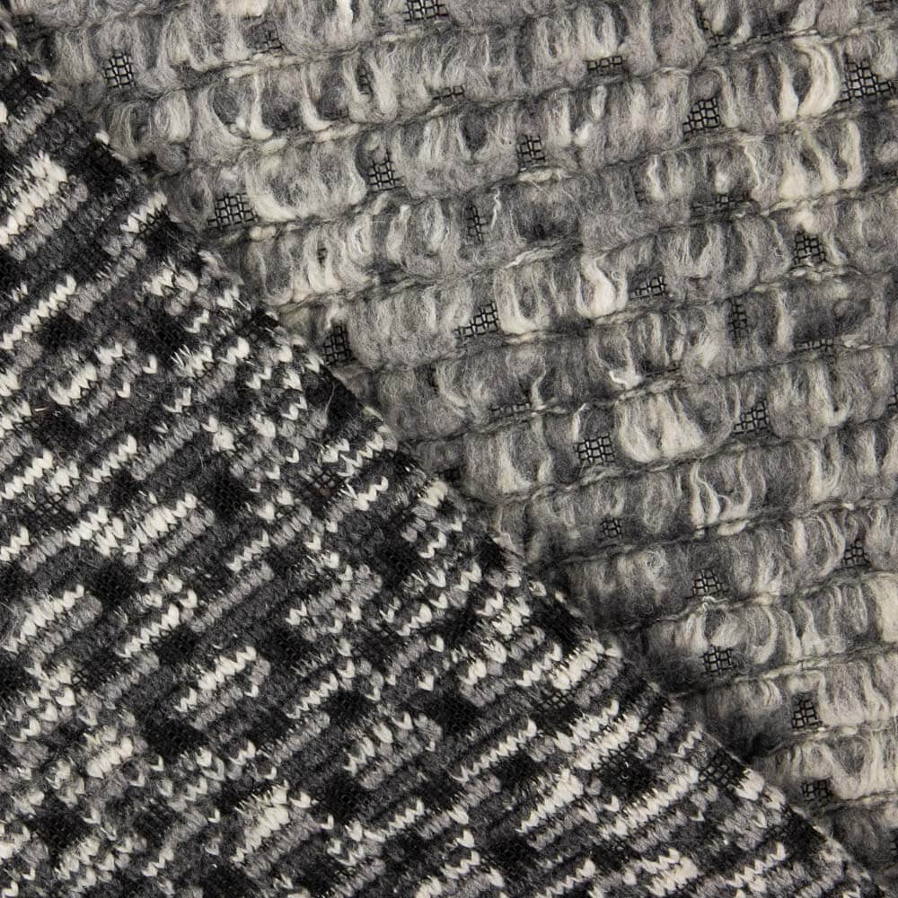 Malha Tricot Lã Poncho Geo Cinza - Ribes y Casals