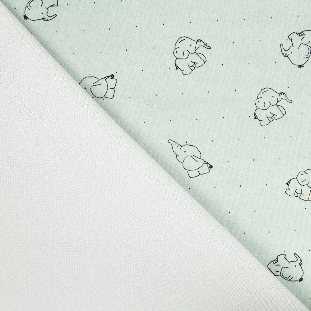 Malha Elástica Elefantes Verde - Ribes y Casals