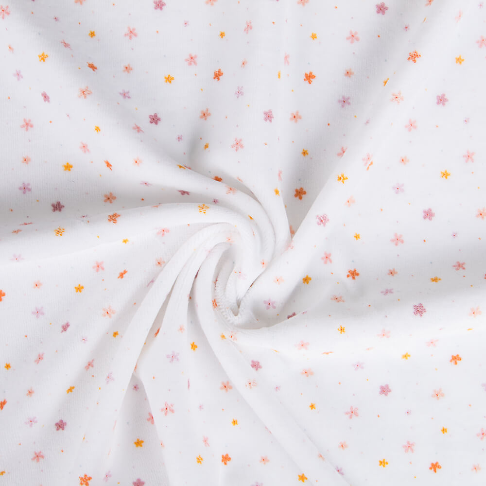 Malha Elástica Flores Branco Oeko-Tex® - Ribes y Casals