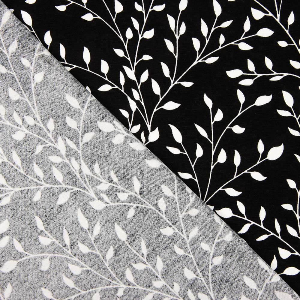 Malha Viscose Branches Preta - Ribes y Casals