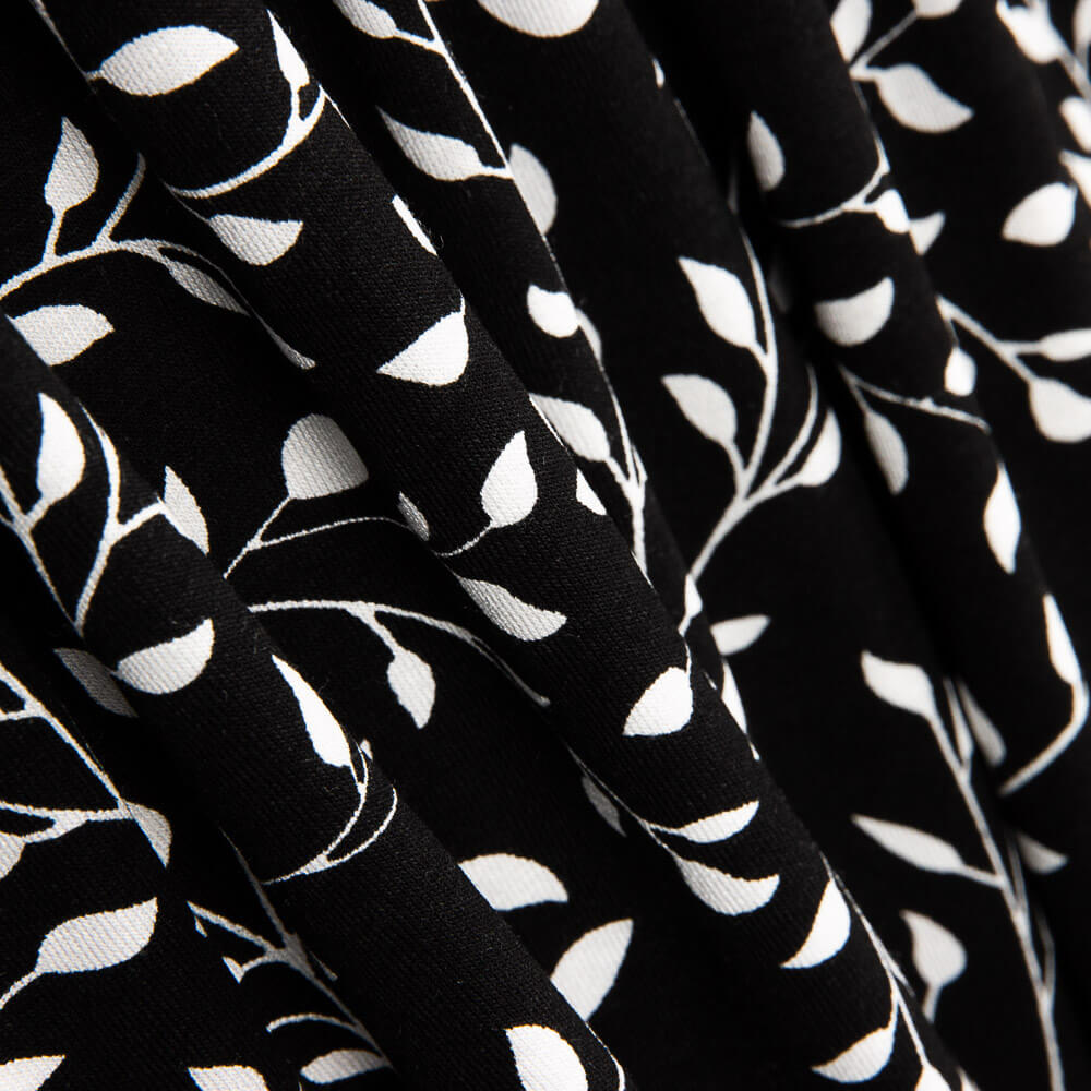 Malha Viscose Branches Preta - Ribes y Casals