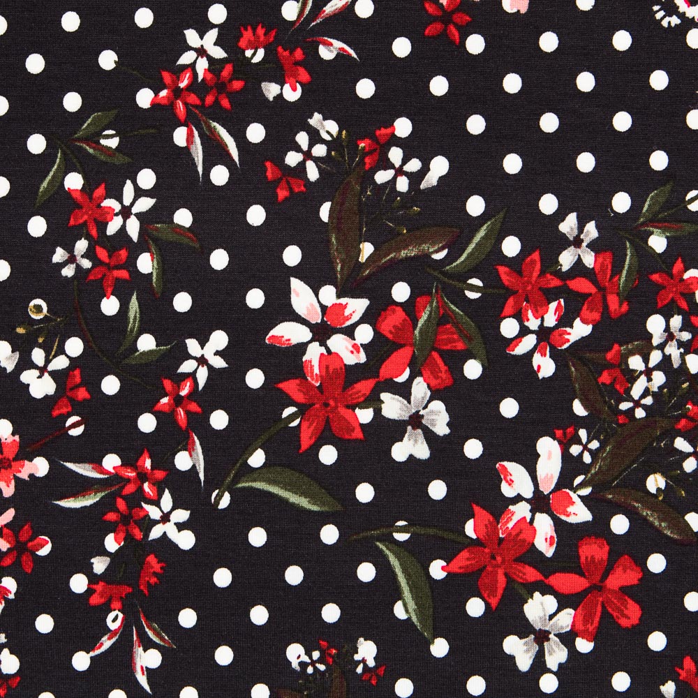 Malha Viscose Flores e Bolinhas - Ribes y Casals