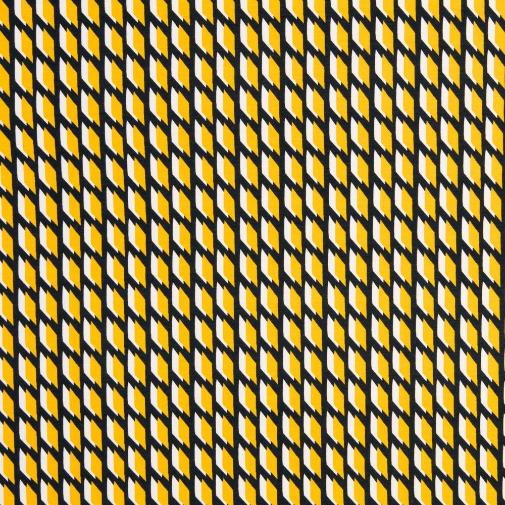 Malha Viscose Geométrica Amarelo - Ribes y Casals