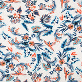 Malha Viscose Tropical Papagaios Branco - Ribes y Casals