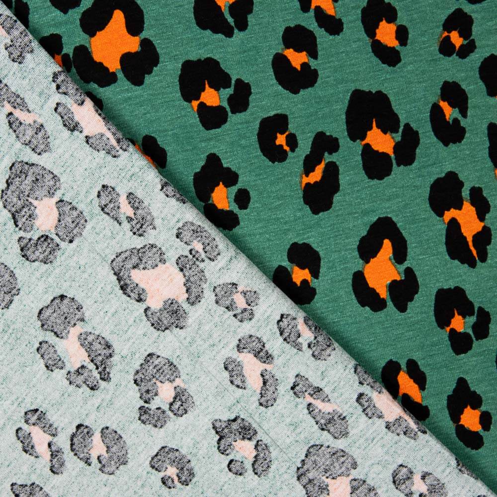 Malha Viscose Leopardo Verde Menta - Ribes y Casals