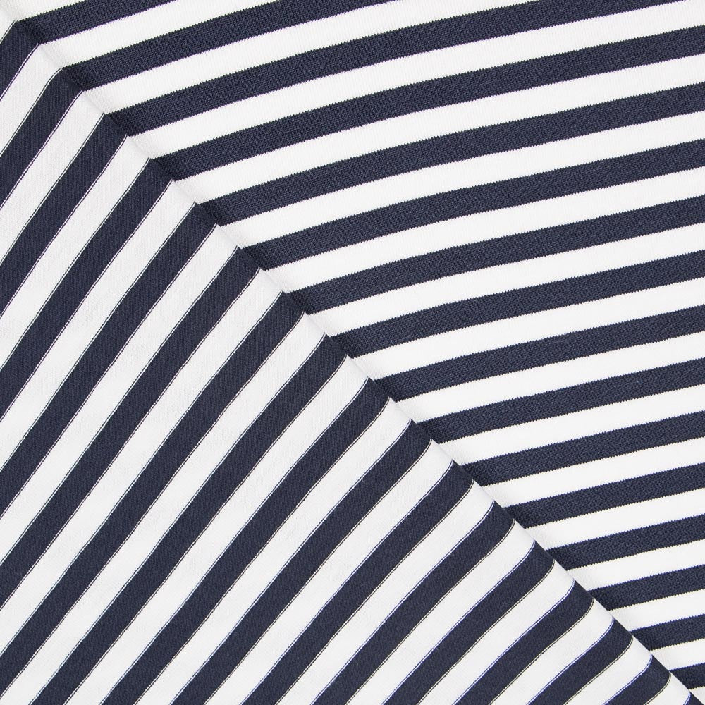 Malha Viscose Listras Azul Marinho - Ribes y Casals