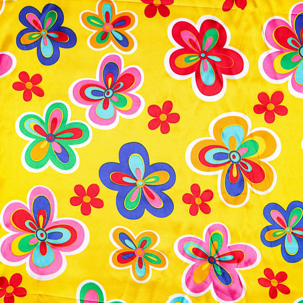 Cetim Carnaval Flor Hippie Amarelo - Ribes y Casals