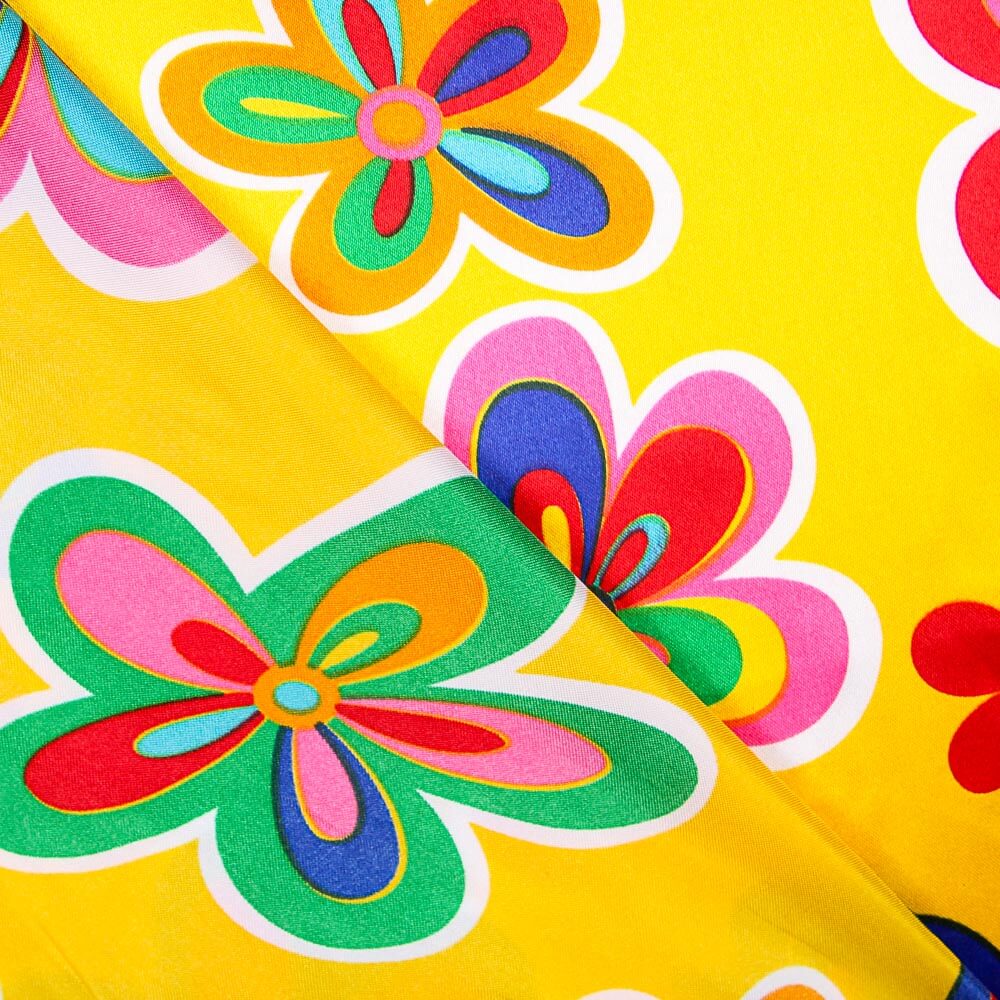 Cetim Carnaval Flor Hippie Amarelo - Ribes y Casals