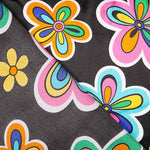 Cetim Carnaval Flor Hippie Preto - Ribes y Casals