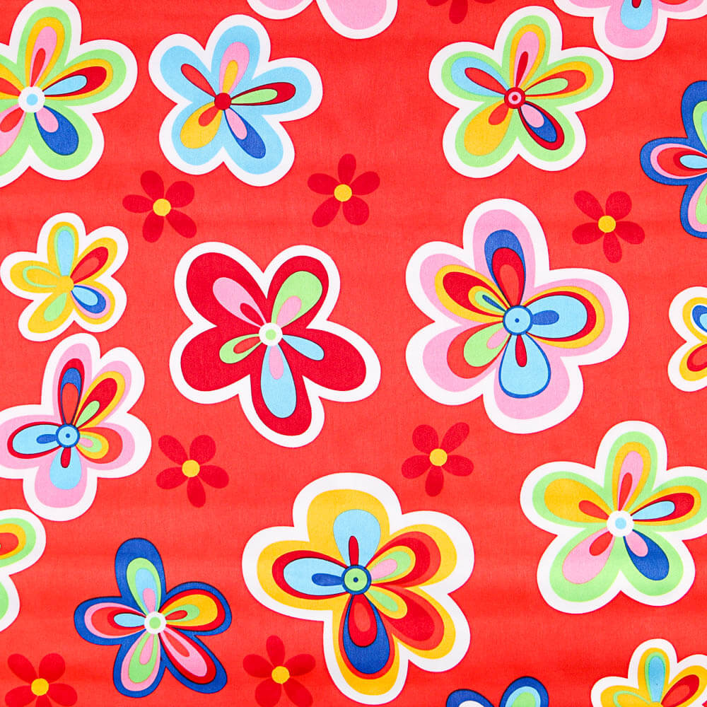 Cetim Carnaval Flor Hippie Vermelho - Ribes y Casals