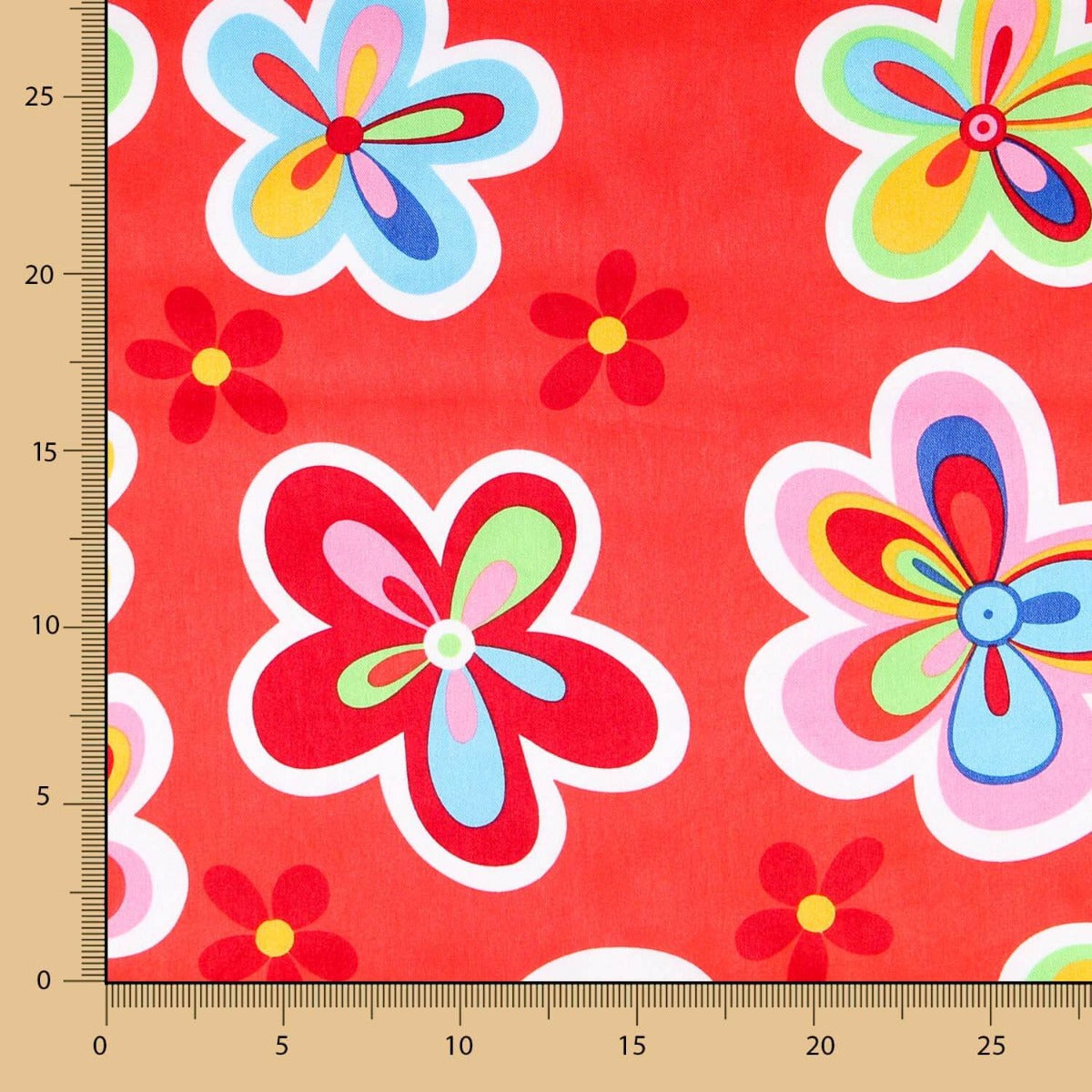 Cetim Carnaval Flor Hippie Vermelho - Ribes y Casals