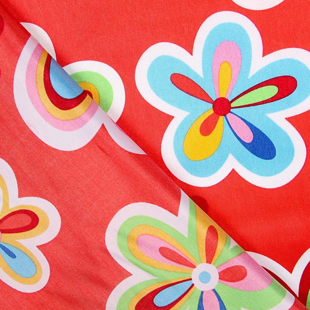 Cetim Carnaval Flor Hippie Vermelho - Ribes y Casals