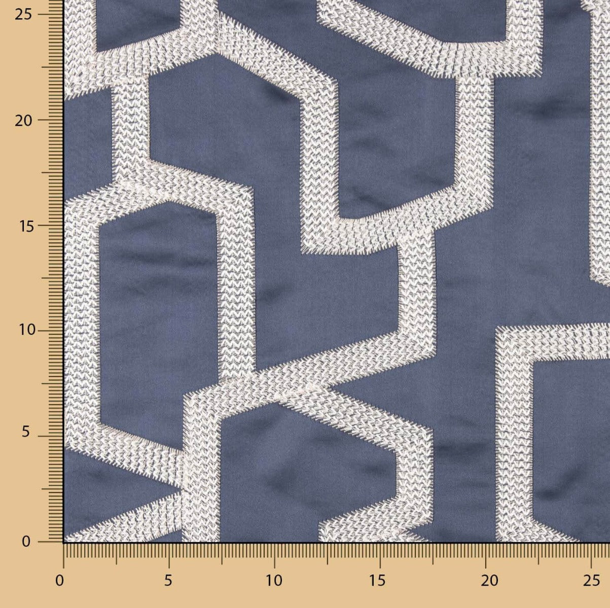 Satinado Poliéster Bordado Marinho - Ribes y Casals