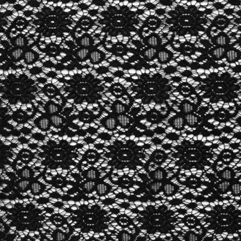 Tecido Guipura Margaridas Preto - Ribes y Casals