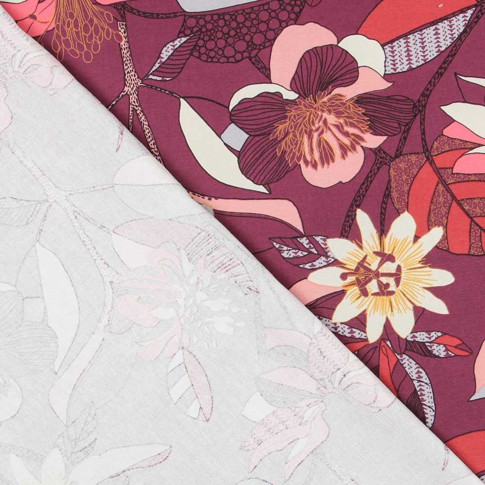 Lona Panamá Hibiscos Violeta - Ribes y Casals