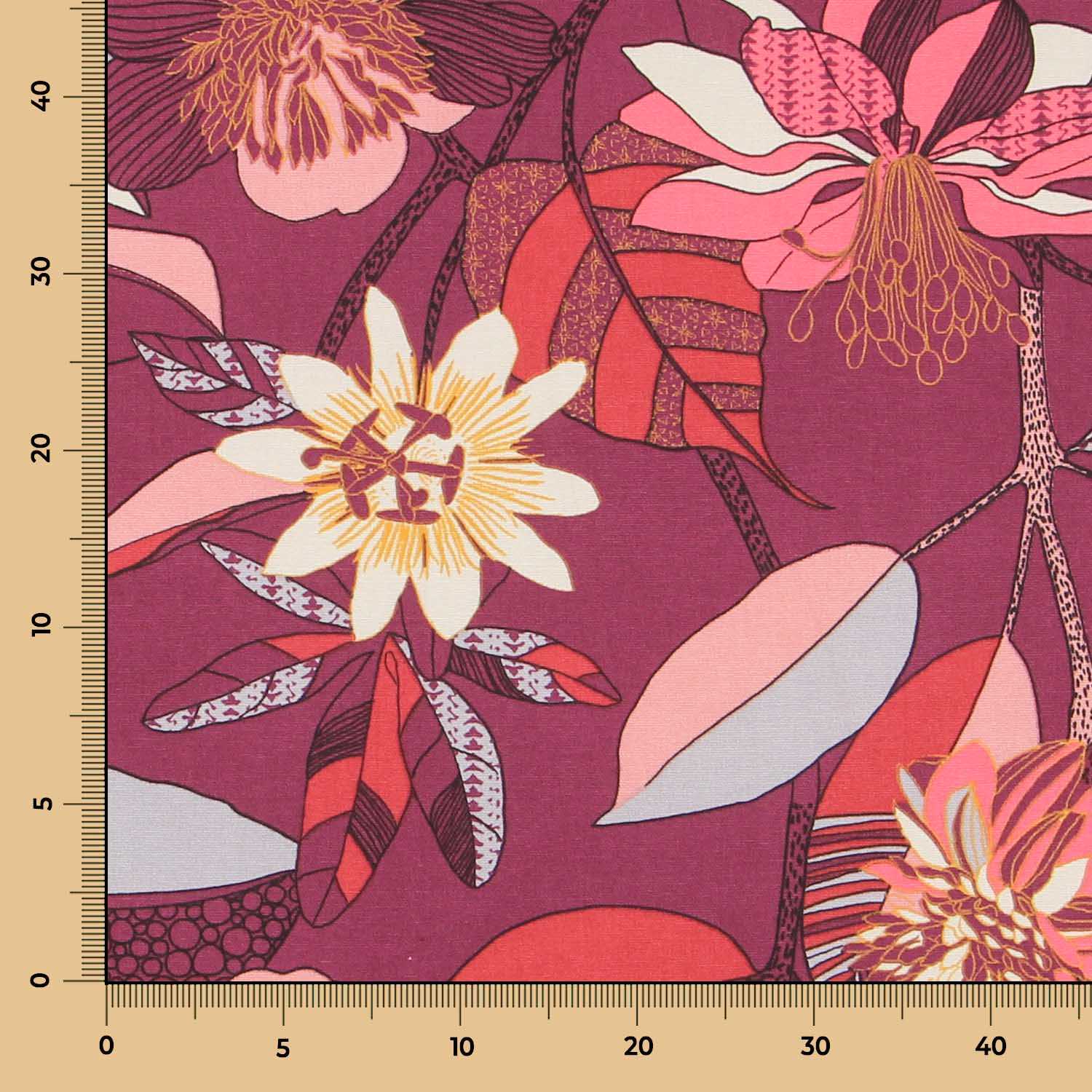 Lona Panamá Hibiscos Violeta - Ribes y Casals