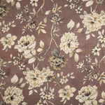 Loneta com efeito de tecido de linho «Jardim Romântico» Malva Taupe - Ribes y Casals