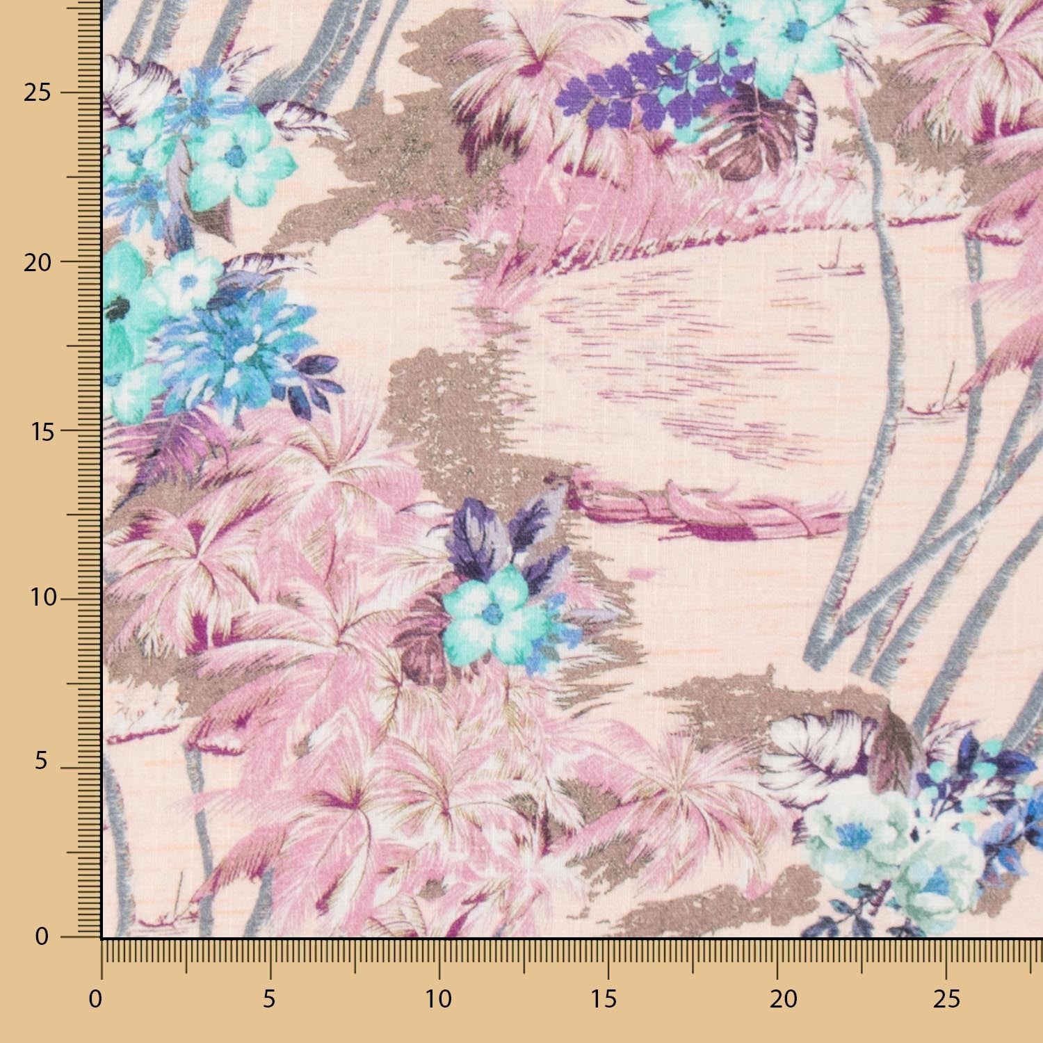 Viscose Faixas Florais Preta - Ribes y Casals