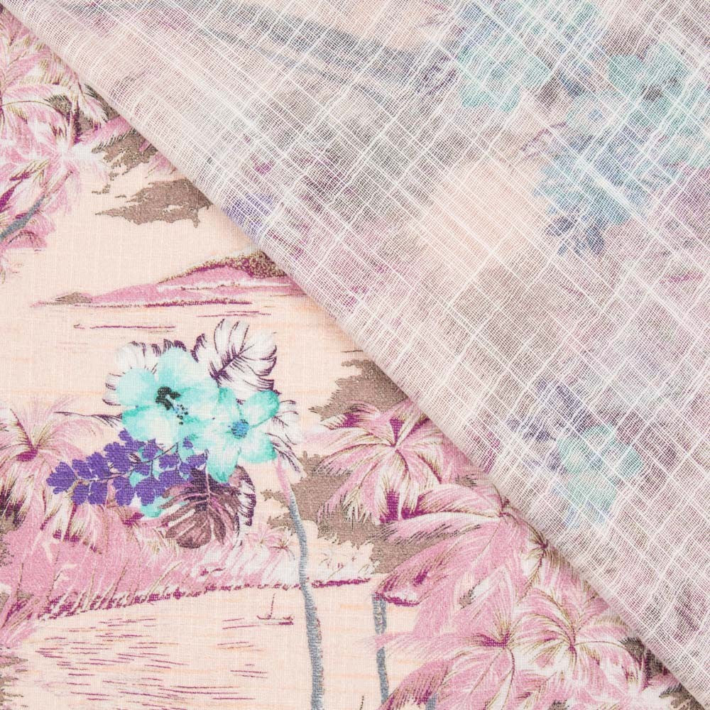 Viscose Faixas Florais Preta - Ribes y Casals