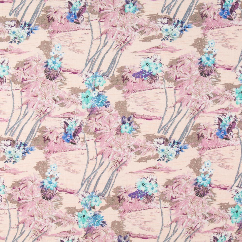 Viscose Faixas Florais Preta - Ribes y Casals