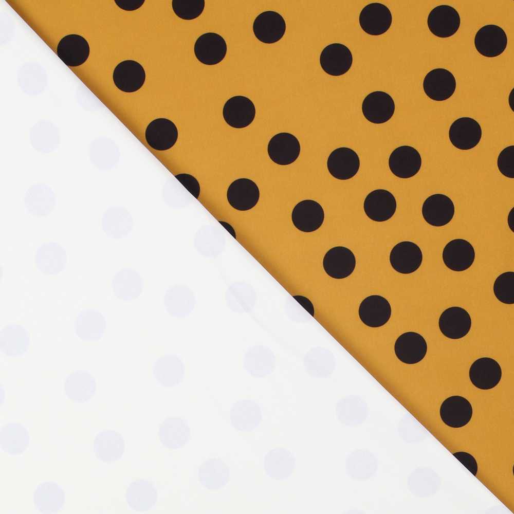 Tecido de Sarja Elástica Círculos Amarelo - Ribes y Casals