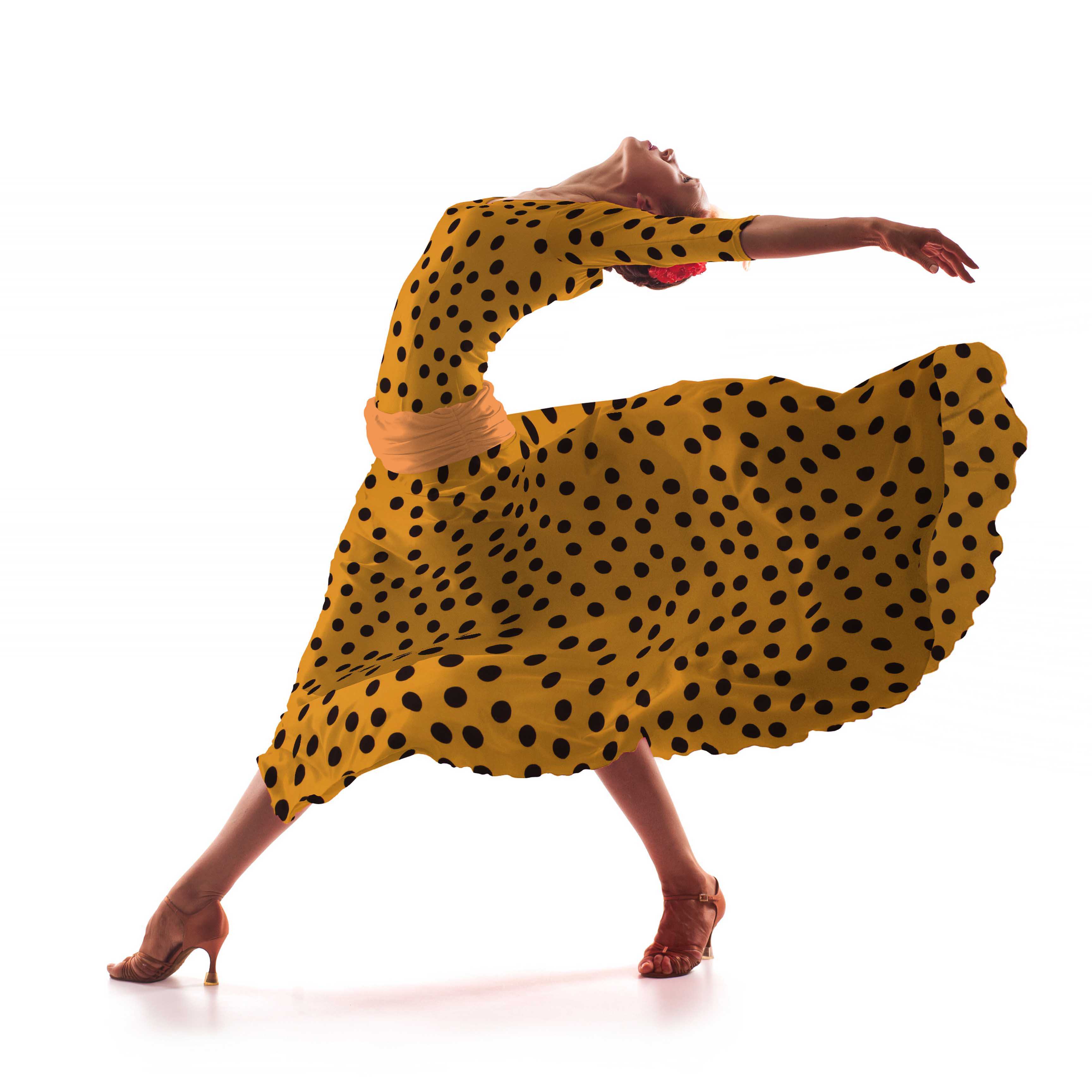 Tecido de Sarja Elástica Círculos Amarelo - Ribes y Casals