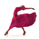 Tecido de Sarja Elástica Círculos Fucsia - Ribes y Casals