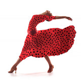 Tecido de Sarja Elástica Círculos Vermelho - Ribes y Casals