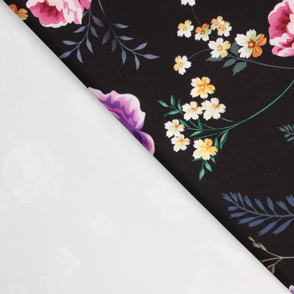 Sarja Elástica Flor Manila Preta - Ribes y Casals