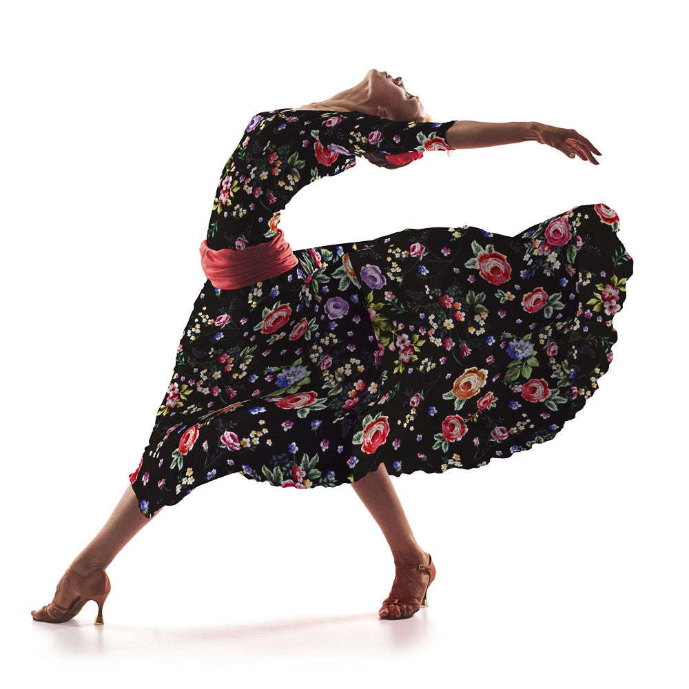 Sarja Elástica Flor Manila Preta - Ribes y Casals