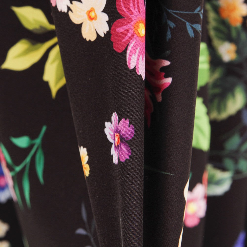 Sarja Elástica Flor Manila Preta - Ribes y Casals