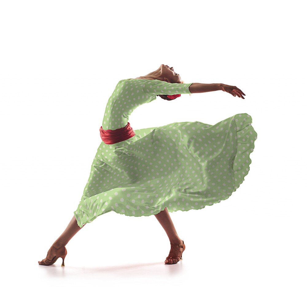 Sarja Elástica Bolinhas Hortelã - Ribes y Casals