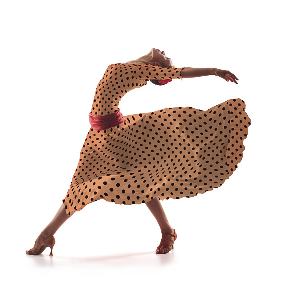 Sarja Elástica Bolinhas Preto Tangerina - Ribes y Casals