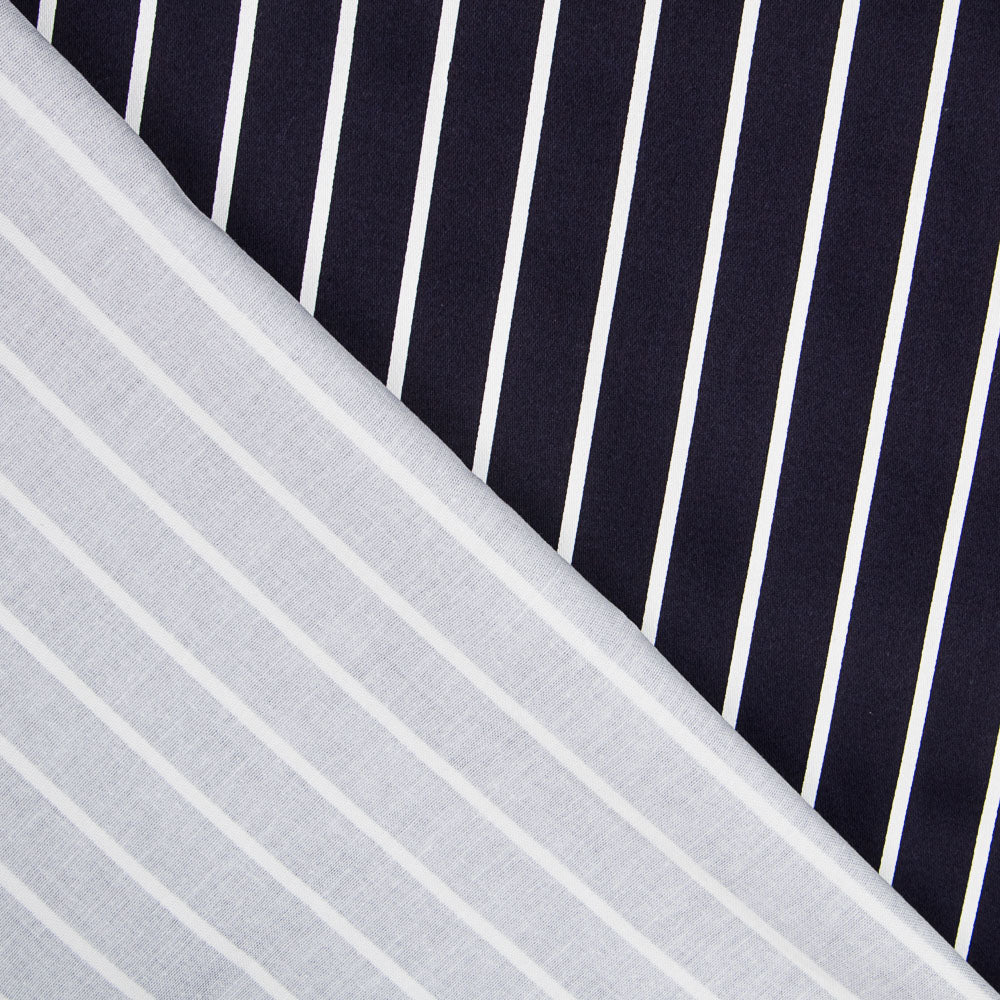 Cetim de Algodão Stretch Listrado Navy - Ribes y Casals