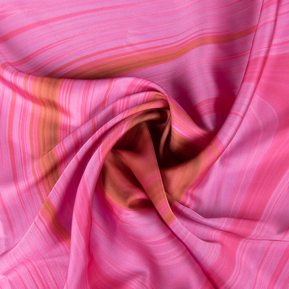Cetim Estampado Abstrato Fúcsia - Ribes y Casals