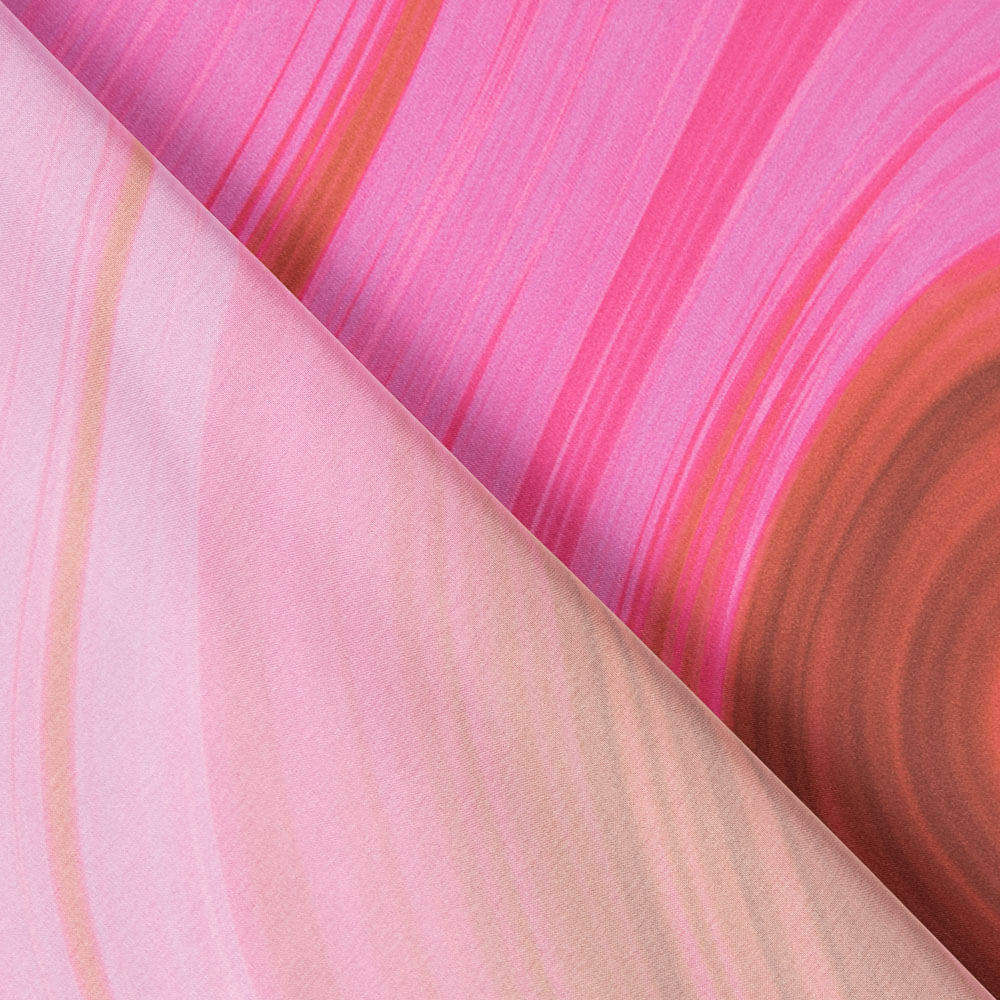 Cetim Estampado Abstrato Fúcsia - Ribes y Casals