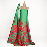 Cetim Estampado Amapola Verde Esmeralda - Ribes y Casals