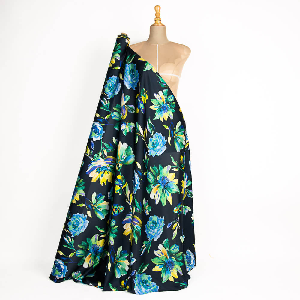 Cetim Estampado Bilma Preto - Ribes y Casals