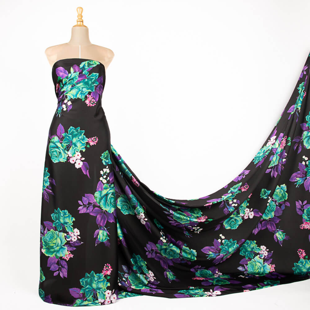 Cetim Estampado Cretonero Preto - Ribes y Casals