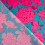 Cetim Estampado Flor Caipi Fúcsia - Ribes y Casals