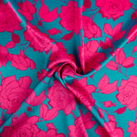 Cetim Estampado Flor Caipi Fúcsia - Ribes y Casals