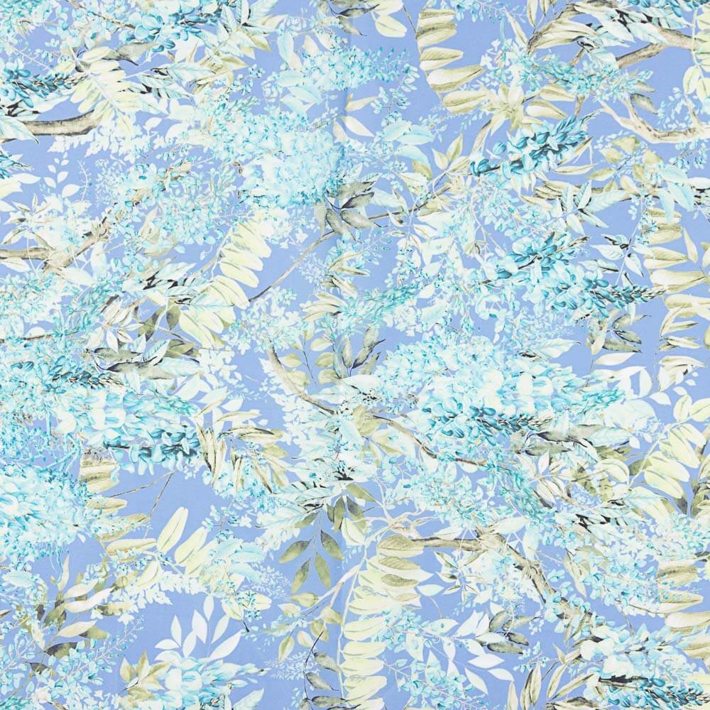 Cetim Estampado Floral Azul Claro - Ribes y Casals