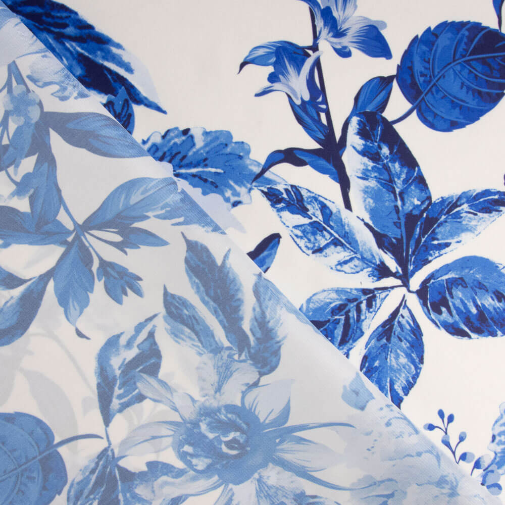 Cetim Estampado Floral Azul - Ribes y Casals