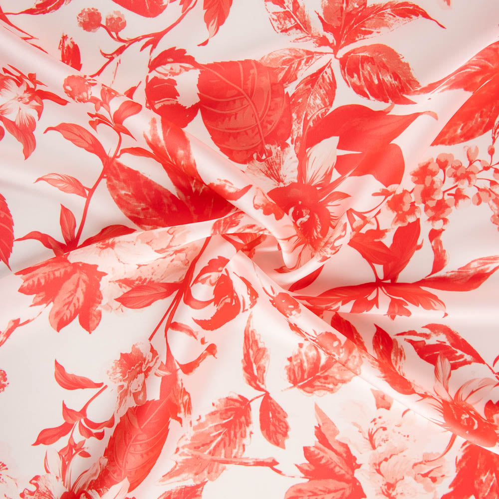 Cetim Estampado Floral Coral - Ribes y Casals